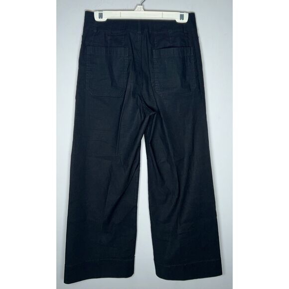 Maeve by Anthropologie The Colette Linen Blend Wide Leg Crop Pants Black Size 28 - Picture 2 of 4